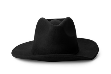 Black hat isolated on white. Stylish accessory