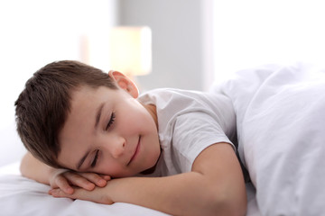 Obraz na płótnie Canvas Cute little boy sleeping at home. Bedtime