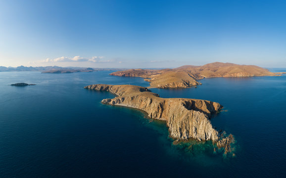 Vista aerea di Capo Stavros nel sud dell'isola di Limnos