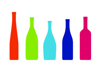 set of bottles on white background