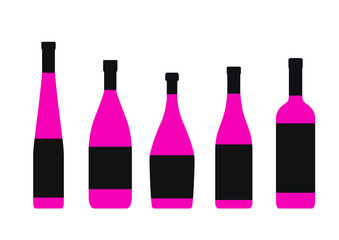 set of bottles on white background