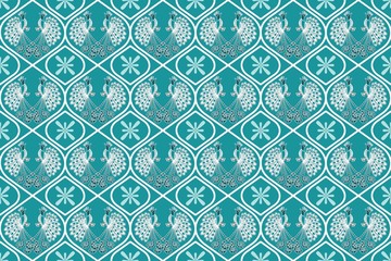 Seamless pattern with abstract floral, Indonesian batik motif, traditional style