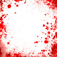 white background whit red blood splatters frame - obrazy, fototapety, plakaty