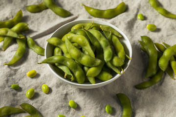 Cooked Green Organic Edamame Beans
