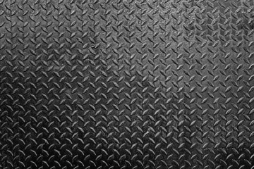 Metal Floor Texture, dark list with rhombus shapes of Black steel texture background