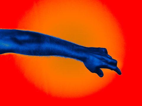 Neon Man hands surreal