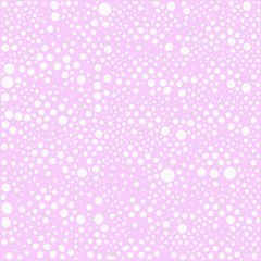 White polka dot pattern, pink background.