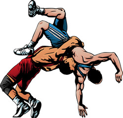 Greco-Roman wrestling  - obrazy, fototapety, plakaty
