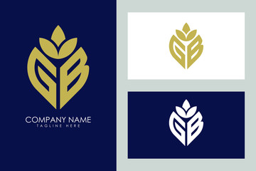 Initial letter G B with abstract leaf logo sign symbol