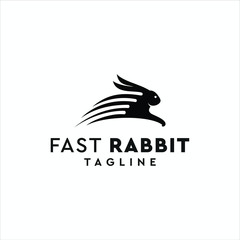 fast rabbit silhouette logo illustration vector design template