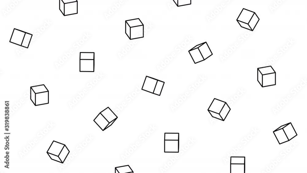 Poster abstract background design with rotating cubes, seamless looped 4k animation