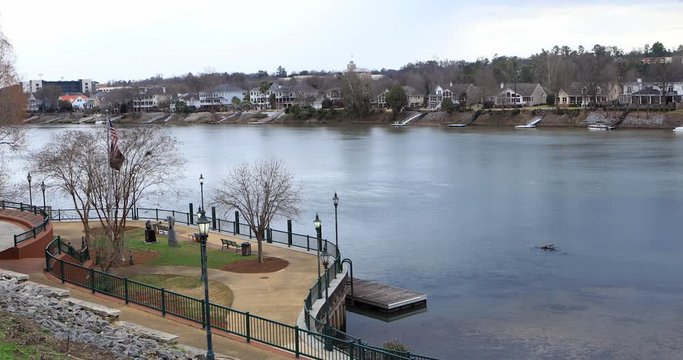 Augusta, Georgia Riverwalk view by Savannah River 4K