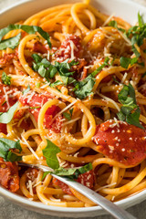 Homemade Bucatini all Amatriciana Pasta