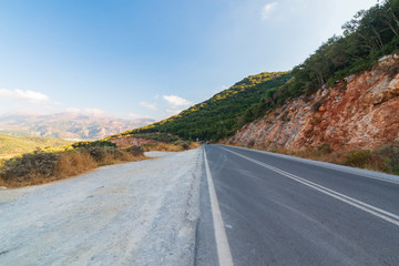 Amazing panorama scenery with road in Crete island