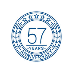 57 years anniversary celebration logo template. Line art vector and illustration.