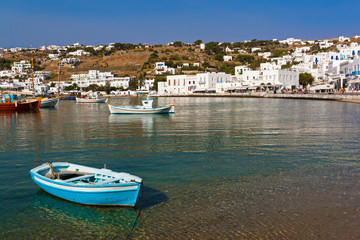 Fototapeta na wymiar The beautiful bay of Mykonos island in Greece