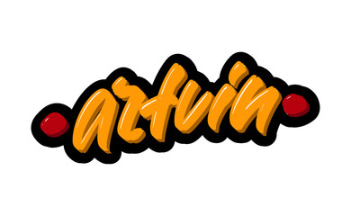 Artvin, Turkey city hand drawn modern brush lettering. Vector illustration logo text for webpage, print and advertising
