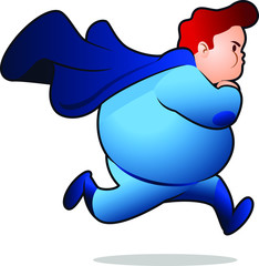 chubby superhero running