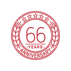 66 years anniversary celebration logo template. Line art vector and illustration.