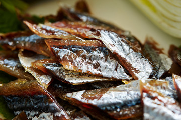 Dried and seasoned fish dish 