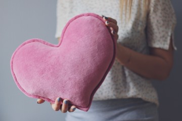 decorative plush heart-shaped pillows for the interior