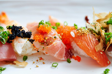 Sushi, shrimp, tuna and salmon sushi