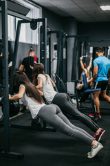 Fototapeta na wymiar girls in the gym go in for sports