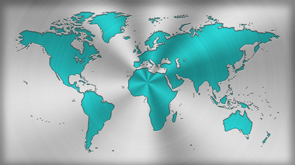 Earth-map_Silver_Metal_Turquoise