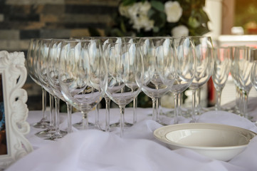 Wedding decoration party with champagne
