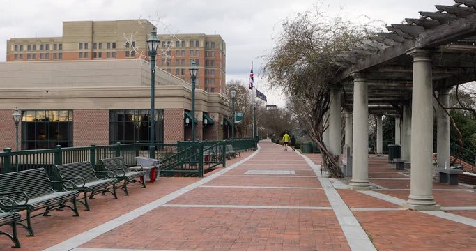 Riverwalk scene at Augusta, Georgia 4K