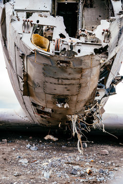 Abandoned Military Airplane At Beach
