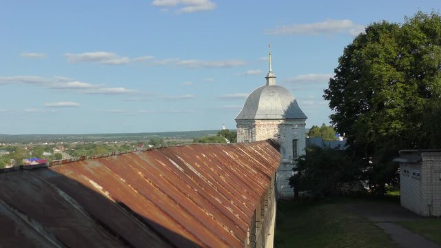 The wall of the ancient Russian monastery. Pereslavl-Zalessky is an ancient Russian city in the Yaroslavl region.