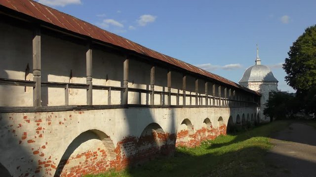 The wall of the ancient Russian monastery. Pereslavl-Zalesskiy