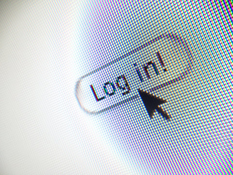 Close-Up Of Cursor At Log In Button Computer Monitor