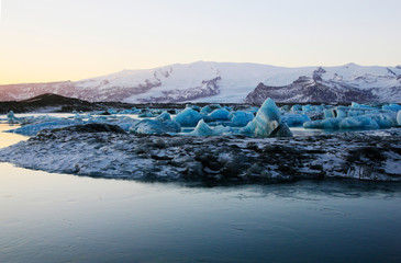 Icebergs at the Glacier Lagoon Jökulsárlón in Iceland, Europe