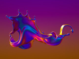 Splash fluid. 3d illustration, 3d rendering.