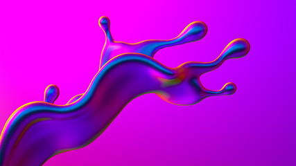 Splash fluid. 3d illustration, 3d rendering.