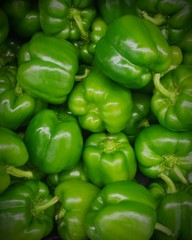 Plakat Directly Above Shot Of Green Bell Peppers At Market Stall