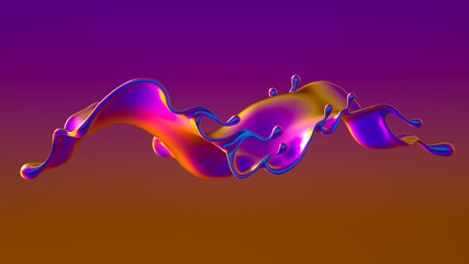 Splash fluid. 3d illustration, 3d rendering.