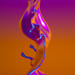 Splash fluid. 3d illustration, 3d rendering.