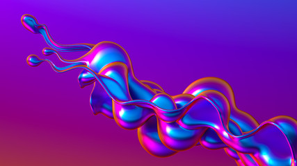 Splash fluid. 3d illustration, 3d rendering.