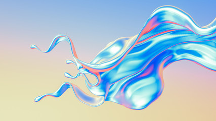 Splash fluid. 3d illustration, 3d rendering.