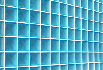 wall of blue glass blocks
