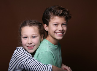 Happy brother and sister