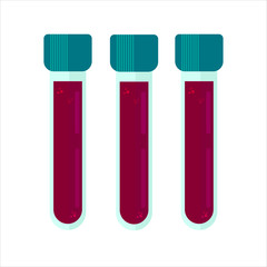 donate blood. Take the test for HIV and AIDS. vector illustration of three test tubes of blood on a white background. take a coronavirus test. laboratory blood test