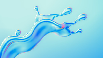 Splash fluid. 3d illustration, 3d rendering.