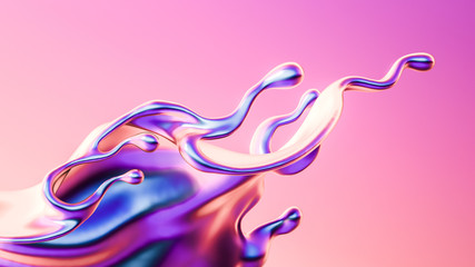 Splash fluid. 3d illustration, 3d rendering.