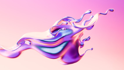 Splash fluid. 3d illustration, 3d rendering.