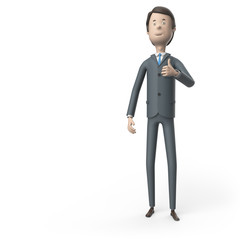 Cartoonish Businessman Showing Thumb Up