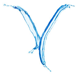 Clean Blue Water Splash Shaped in Form of Letter Y